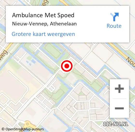 Locatie op kaart van de 112 melding: Ambulance Met Spoed Naar Nieuw-Vennep, Athenelaan op 25 juni 2023 17:15