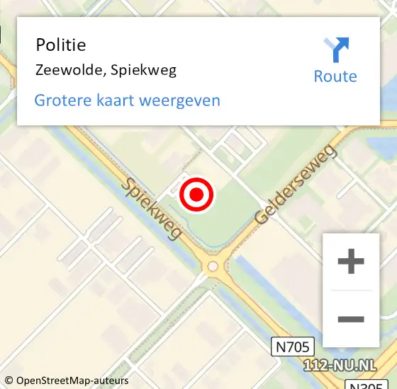 Locatie op kaart van de 112 melding: Politie Zeewolde, Spiekweg op 25 juni 2023 18:25