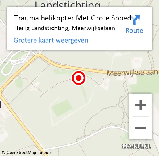 Locatie op kaart van de 112 melding: Trauma helikopter Met Grote Spoed Naar Heilig Landstichting, Meerwijkselaan op 25 juni 2023 18:39