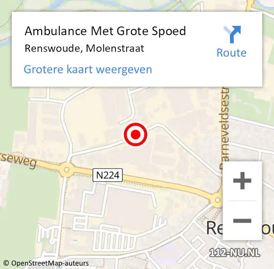 Locatie op kaart van de 112 melding: Ambulance Met Grote Spoed Naar Renswoude, Molenstraat op 30 augustus 2014 11:34