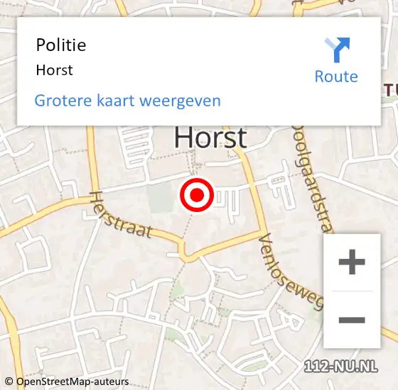 Locatie op kaart van de 112 melding: Politie Horst op 25 juni 2023 18:51