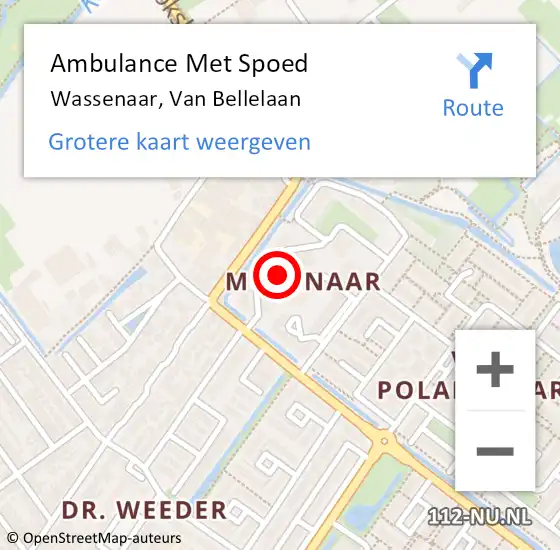 Locatie op kaart van de 112 melding: Ambulance Met Spoed Naar Wassenaar, Van Bellelaan op 25 juni 2023 19:01