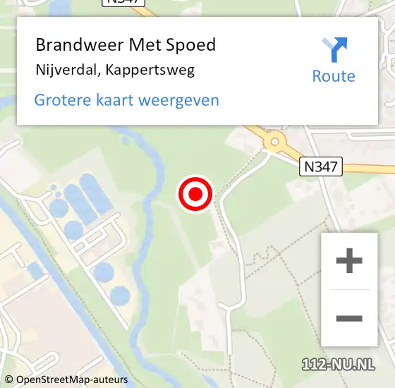 Locatie op kaart van de 112 melding: Brandweer Met Spoed Naar Nijverdal, Kappertsweg op 25 juni 2023 19:32