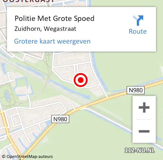 Locatie op kaart van de 112 melding: Politie Met Grote Spoed Naar Zuidhorn, Wegastraat op 25 juni 2023 19:39