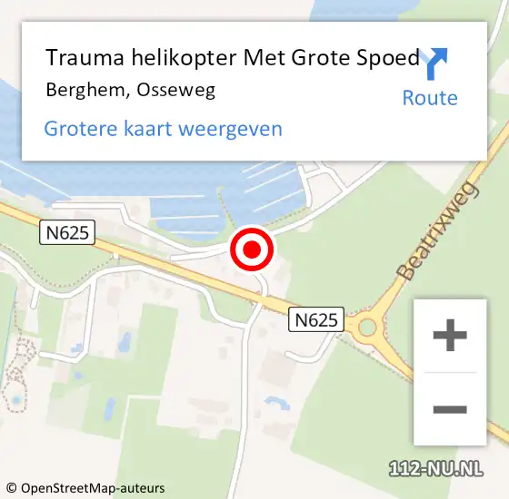 Locatie op kaart van de 112 melding: Trauma helikopter Met Grote Spoed Naar Berghem, Osseweg op 25 juni 2023 20:10