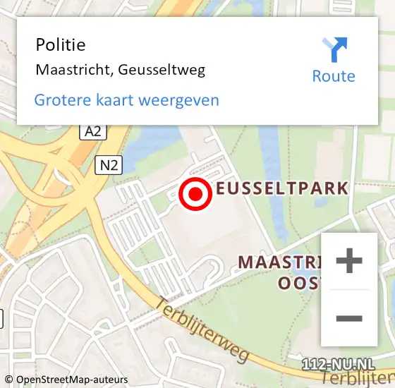 Locatie op kaart van de 112 melding: Politie Maastricht, Geusseltweg op 25 juni 2023 20:11