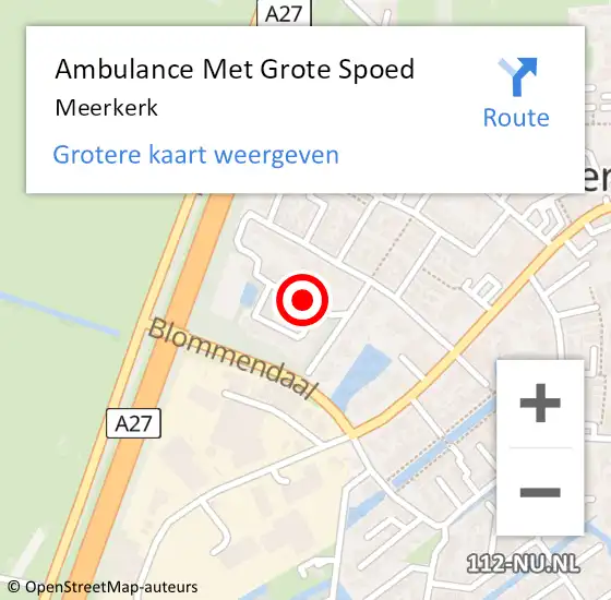 Locatie op kaart van de 112 melding: Ambulance Met Grote Spoed Naar Meerkerk op 25 juni 2023 20:27