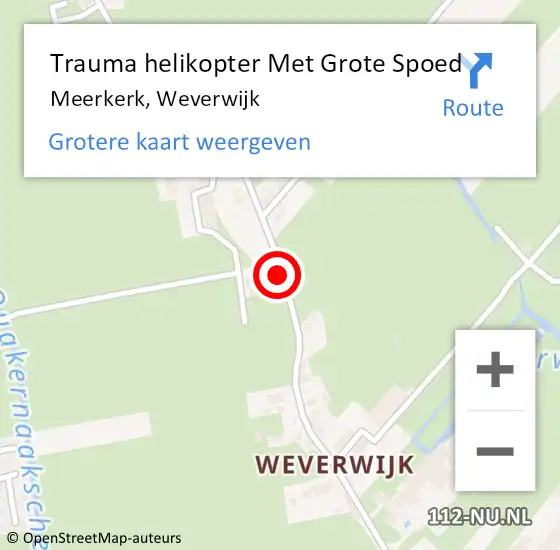 Locatie op kaart van de 112 melding: Trauma helikopter Met Grote Spoed Naar Meerkerk, Weverwijk op 25 juni 2023 20:27