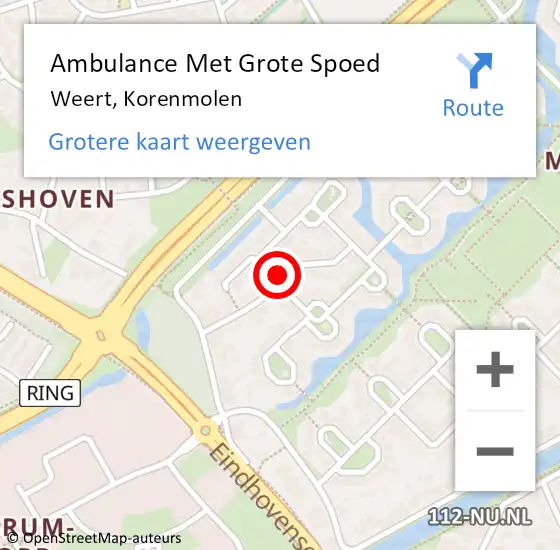 Locatie op kaart van de 112 melding: Ambulance Met Grote Spoed Naar Weert, Korenmolen op 30 augustus 2014 11:47