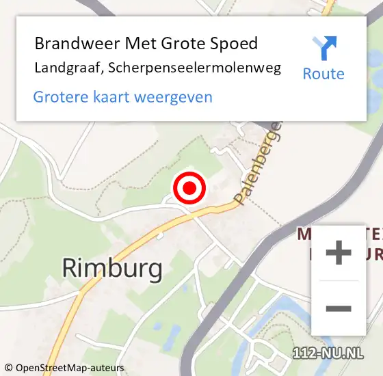 Locatie op kaart van de 112 melding: Brandweer Met Grote Spoed Naar Landgraaf, Scherpenseelermolenweg op 25 juni 2023 20:31