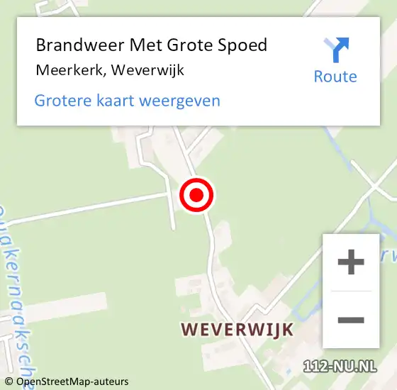 Locatie op kaart van de 112 melding: Brandweer Met Grote Spoed Naar Meerkerk, Weverwijk op 25 juni 2023 20:31