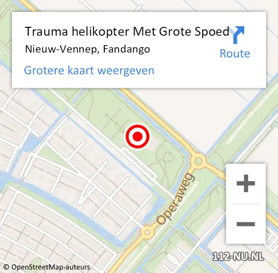 Locatie op kaart van de 112 melding: Trauma helikopter Met Grote Spoed Naar Nieuw-Vennep, Fandango op 25 juni 2023 20:38