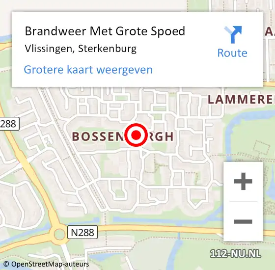 Locatie op kaart van de 112 melding: Brandweer Met Grote Spoed Naar Vlissingen, Sterkenburg op 25 juni 2023 20:56