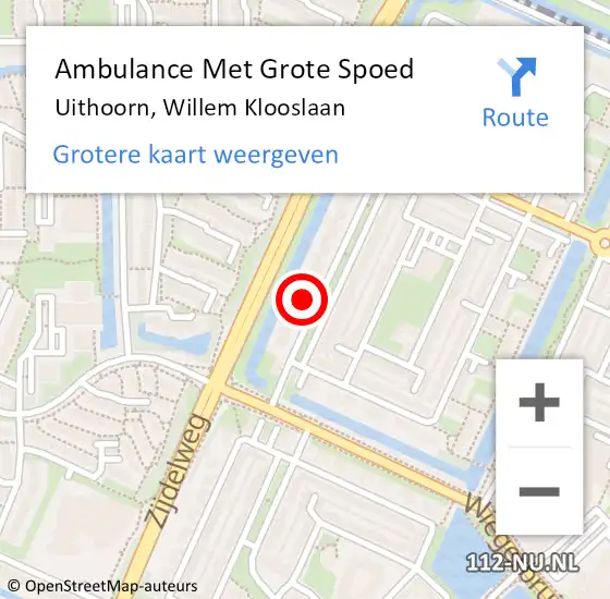 Locatie op kaart van de 112 melding: Ambulance Met Grote Spoed Naar Uithoorn, Willem Klooslaan op 25 juni 2023 21:13