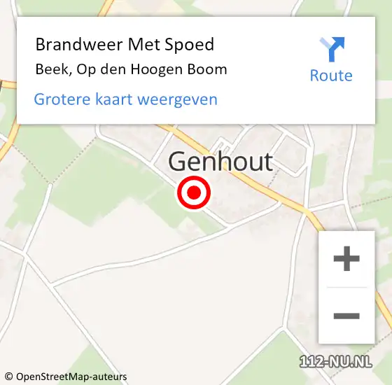 Locatie op kaart van de 112 melding: Brandweer Met Spoed Naar Beek, Op den Hoogen Boom op 25 juni 2023 21:32