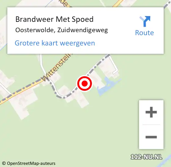 Locatie op kaart van de 112 melding: Brandweer Met Spoed Naar Oosterwolde, Zuidwendigeweg op 25 juni 2023 21:59