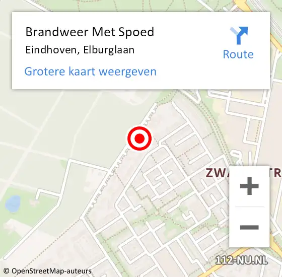 Locatie op kaart van de 112 melding: Brandweer Met Spoed Naar Eindhoven, Elburglaan op 25 juni 2023 22:11