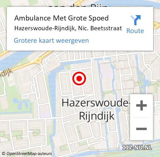 Locatie op kaart van de 112 melding: Ambulance Met Grote Spoed Naar Hazerswoude-Rijndijk, Nic. Beetsstraat op 25 juni 2023 22:14