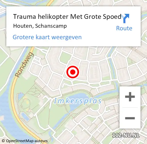 Locatie op kaart van de 112 melding: Trauma helikopter Met Grote Spoed Naar Houten, Schanscamp op 25 juni 2023 22:30
