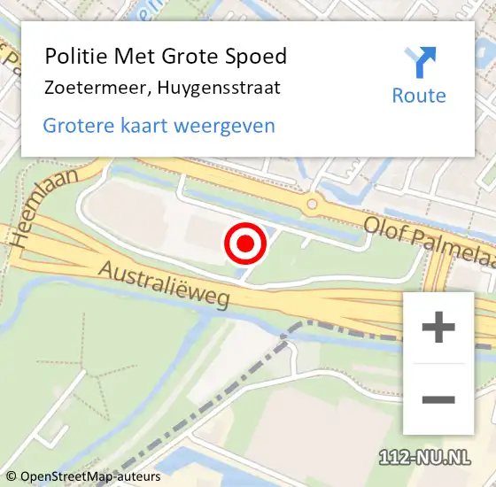 Locatie op kaart van de 112 melding: Politie Met Grote Spoed Naar Zoetermeer, Huygensstraat op 25 juni 2023 22:34