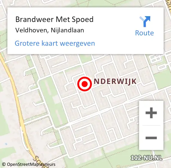 Locatie op kaart van de 112 melding: Brandweer Met Spoed Naar Veldhoven, Nijlandlaan op 25 juni 2023 22:41