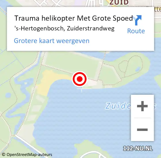 Locatie op kaart van de 112 melding: Trauma helikopter Met Grote Spoed Naar 's-Hertogenbosch, Zuiderstrandweg op 25 juni 2023 22:49