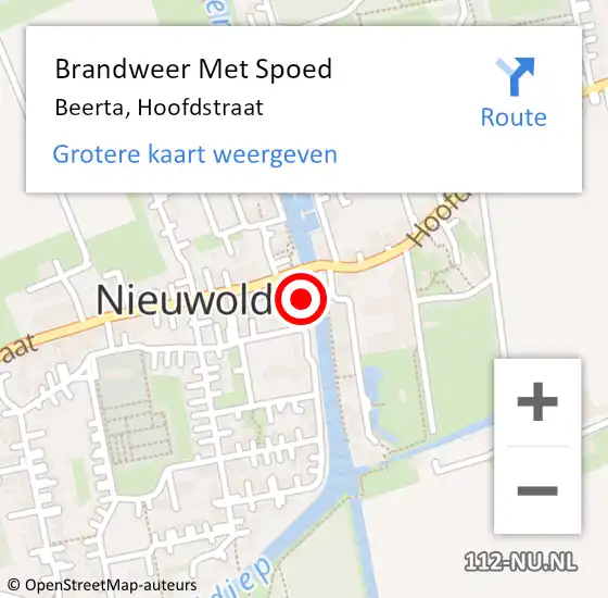 Locatie op kaart van de 112 melding: Brandweer Met Spoed Naar Beerta, Hoofdstraat op 25 juni 2023 23:11