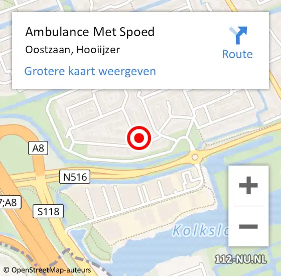 Locatie op kaart van de 112 melding: Ambulance Met Spoed Naar Oostzaan, Hooiijzer op 26 juni 2023 00:03