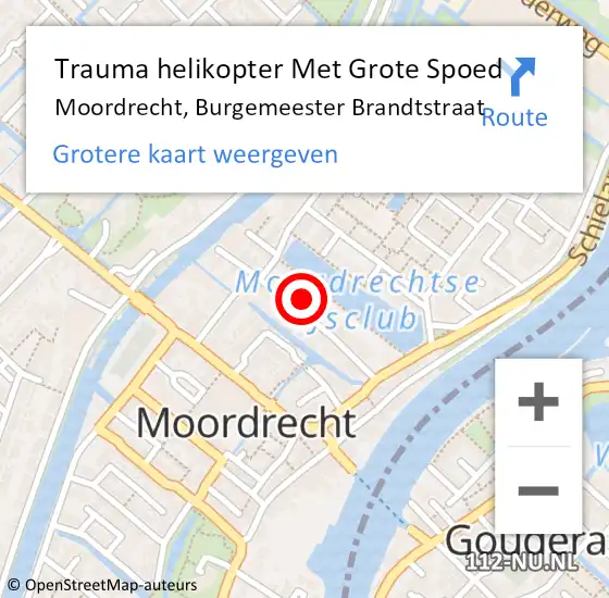 Locatie op kaart van de 112 melding: Trauma helikopter Met Grote Spoed Naar Moordrecht, Burgemeester Brandtstraat op 26 juni 2023 00:27