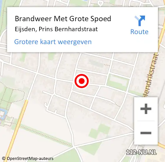 Locatie op kaart van de 112 melding: Brandweer Met Grote Spoed Naar Eijsden, Prins Bernhardstraat op 26 juni 2023 01:11