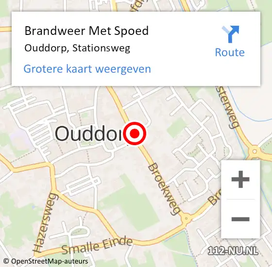 Locatie op kaart van de 112 melding: Brandweer Met Spoed Naar Ouddorp, Stationsweg op 26 juni 2023 01:17