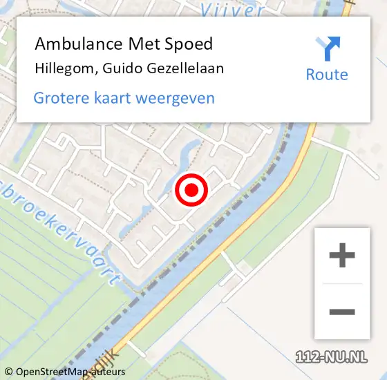 Locatie op kaart van de 112 melding: Ambulance Met Spoed Naar Hillegom, Guido Gezellelaan op 26 juni 2023 01:45