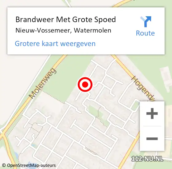 Locatie op kaart van de 112 melding: Brandweer Met Grote Spoed Naar Nieuw-Vossemeer, Watermolen op 26 juni 2023 03:24