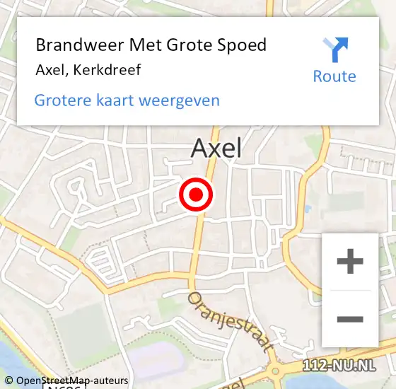 Locatie op kaart van de 112 melding: Brandweer Met Grote Spoed Naar Axel, Kerkdreef op 26 juni 2023 05:35