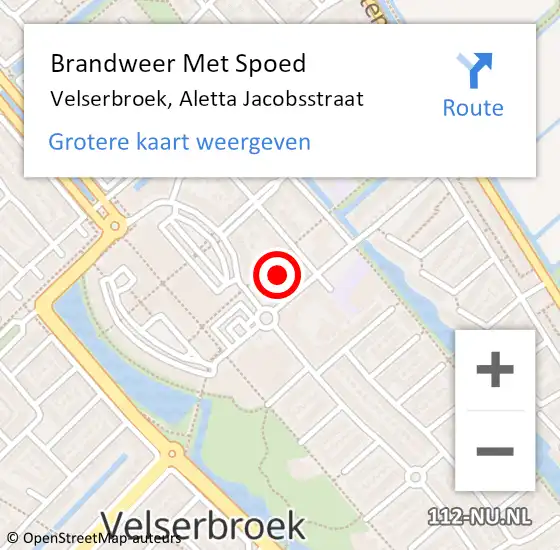 Locatie op kaart van de 112 melding: Brandweer Met Spoed Naar Velserbroek, Aletta Jacobsstraat op 26 juni 2023 06:46