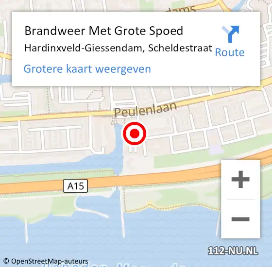 Locatie op kaart van de 112 melding: Brandweer Met Grote Spoed Naar Hardinxveld-Giessendam, Scheldestraat op 26 juni 2023 06:59