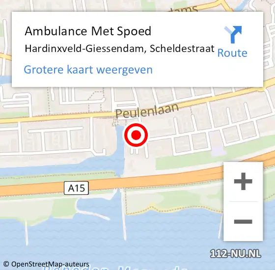 Locatie op kaart van de 112 melding: Ambulance Met Spoed Naar Hardinxveld-Giessendam, Scheldestraat op 26 juni 2023 07:03