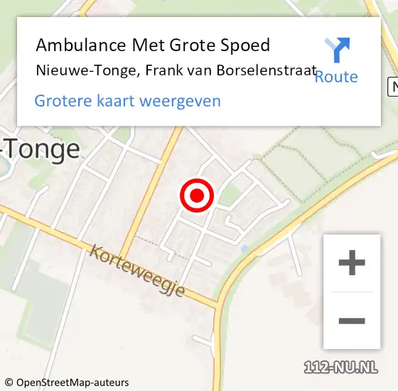 Locatie op kaart van de 112 melding: Ambulance Met Grote Spoed Naar Nieuwe-Tonge, Frank van Borselenstraat op 26 juni 2023 07:57