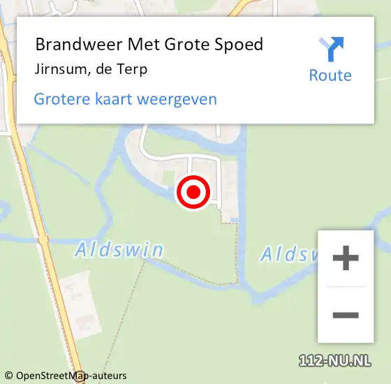 Locatie op kaart van de 112 melding: Brandweer Met Grote Spoed Naar Jirnsum, de Terp op 26 juni 2023 08:08