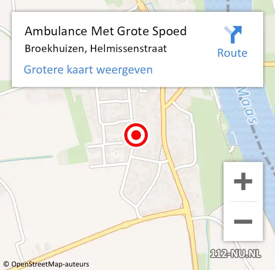 Locatie op kaart van de 112 melding: Ambulance Met Grote Spoed Naar Broekhuizen, Helmissenstraat op 30 augustus 2014 12:36