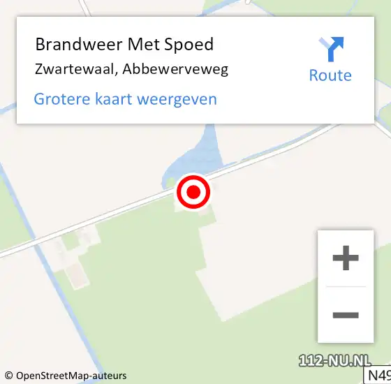 Locatie op kaart van de 112 melding: Brandweer Met Spoed Naar Zwartewaal, Abbewerveweg op 26 juni 2023 08:35