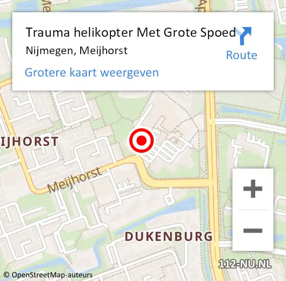 Locatie op kaart van de 112 melding: Trauma helikopter Met Grote Spoed Naar Nijmegen, Meijhorst op 26 juni 2023 08:44