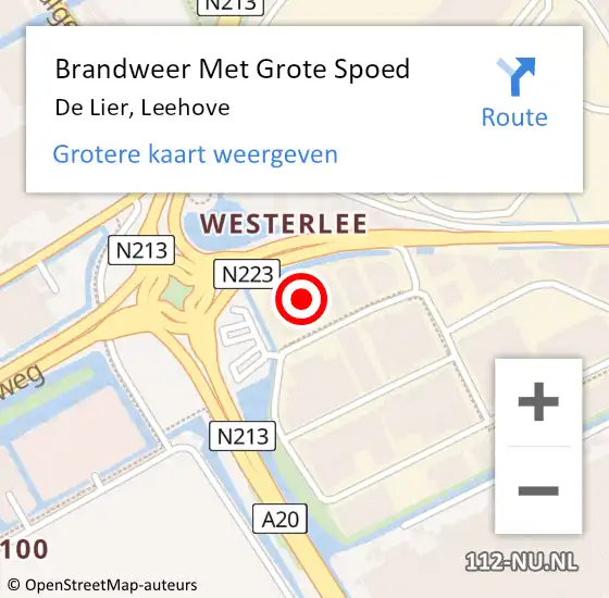 Locatie op kaart van de 112 melding: Brandweer Met Grote Spoed Naar De Lier, Leehove op 26 juni 2023 08:46