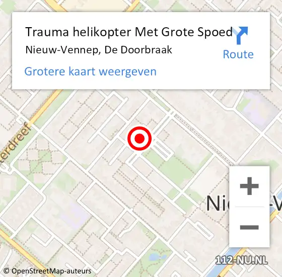 Locatie op kaart van de 112 melding: Trauma helikopter Met Grote Spoed Naar Nieuw-Vennep, De Doorbraak op 26 juni 2023 08:47