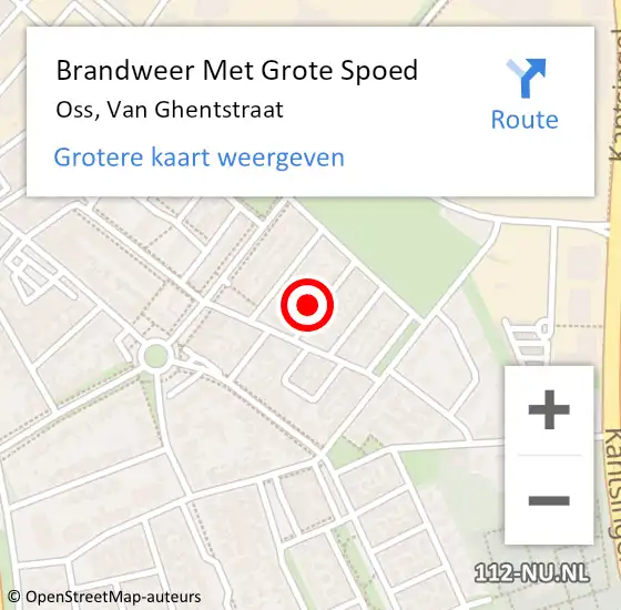 Locatie op kaart van de 112 melding: Brandweer Met Grote Spoed Naar Oss, Van Ghentstraat op 26 juni 2023 08:56