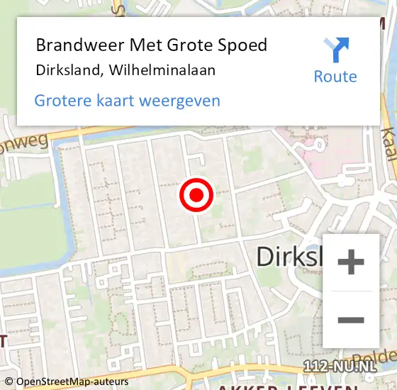 Locatie op kaart van de 112 melding: Brandweer Met Grote Spoed Naar Dirksland, Wilhelminalaan op 26 juni 2023 09:10