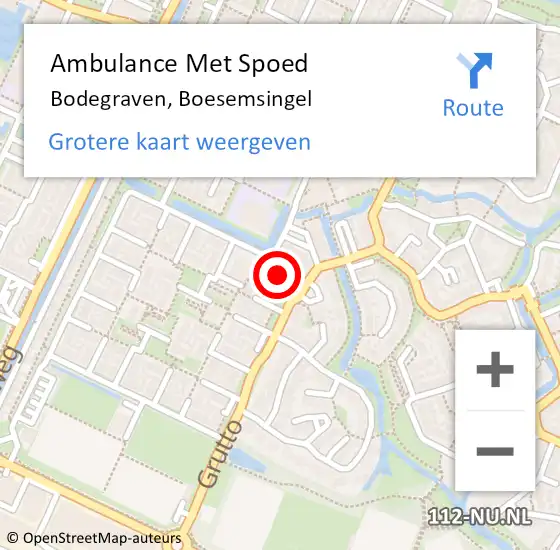 Locatie op kaart van de 112 melding: Ambulance Met Spoed Naar Bodegraven, Boesemsingel op 26 juni 2023 09:15