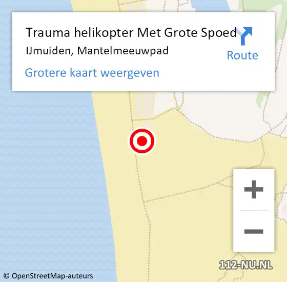 Locatie op kaart van de 112 melding: Trauma helikopter Met Grote Spoed Naar IJmuiden, Mantelmeeuwpad op 26 juni 2023 09:56