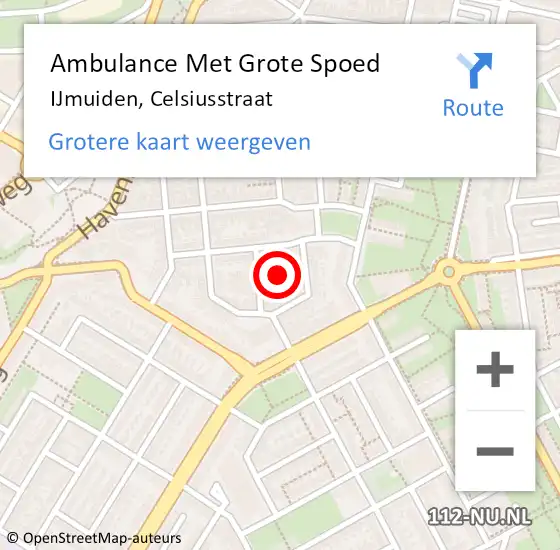 Locatie op kaart van de 112 melding: Ambulance Met Grote Spoed Naar IJmuiden, Celsiusstraat op 26 juni 2023 09:57