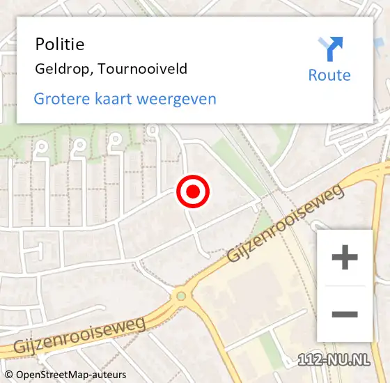 Locatie op kaart van de 112 melding: Politie Geldrop, Tournooiveld op 26 juni 2023 10:39